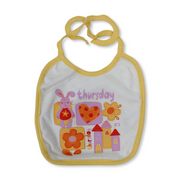 Cotton Baby Bib – White with Bunny & Floral Print
