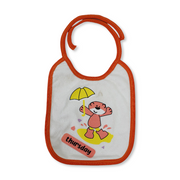 Cotton Baby Bib – White with Tiger & Umbrella Print