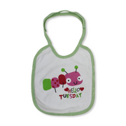 Cotton Baby Bib – White with Caterpillar Print