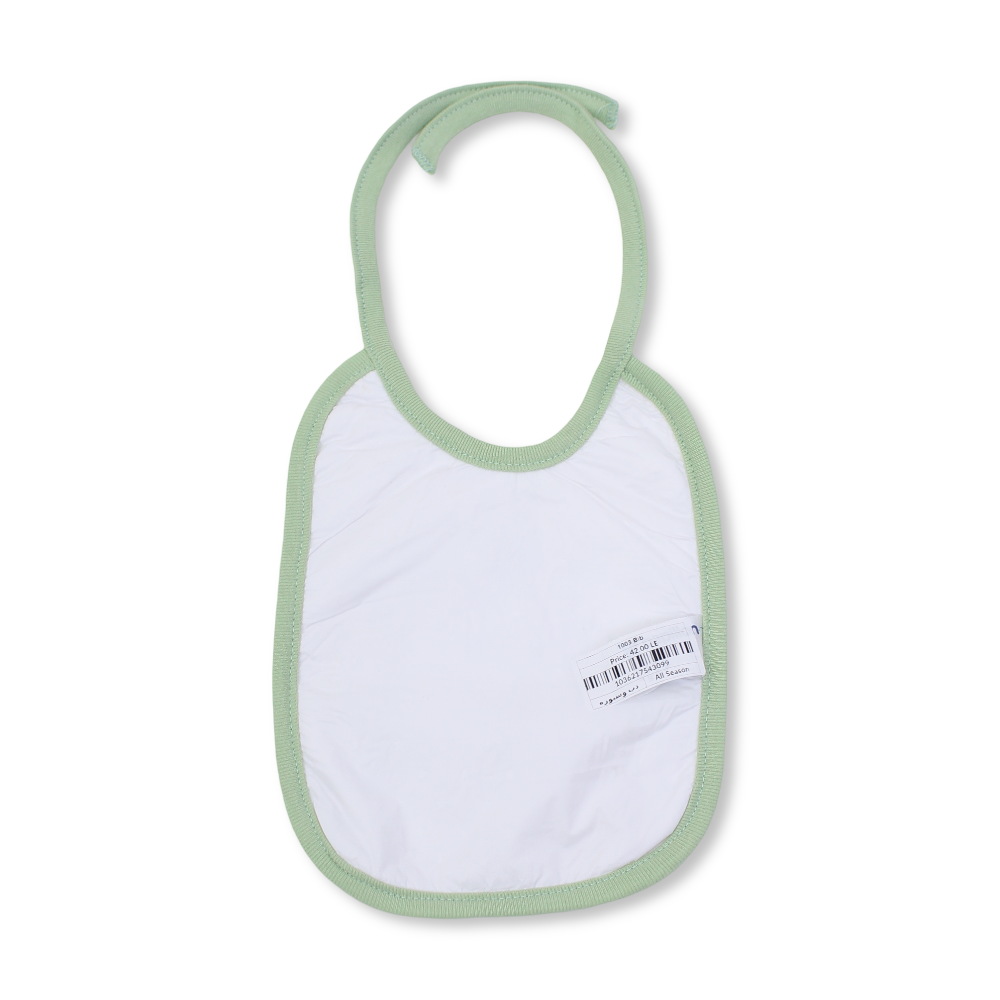 Cotton Baby Bib – White with Bear & Board Print