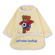 Cotton Baby Bib – Yellow with Teddy Bear Embroidery