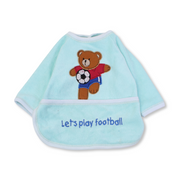 Cotton Baby Bib – Aqua with Teddy Bear Embroidery