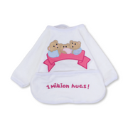 Cotton Baby Bib –  White with 3 Teddies Bear Embroidery