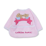 Cotton Baby Bib – Pink with 3 Teddies Bear Embroidery