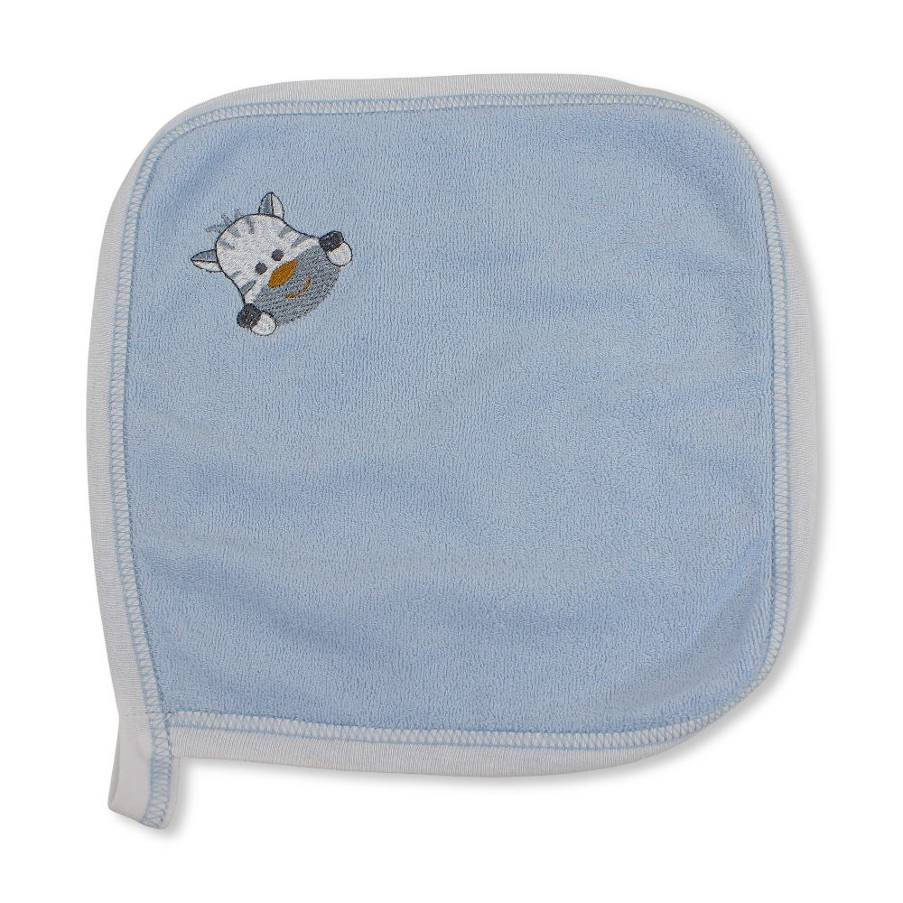 Cotton Baby Towel – Baby Blue with Zebra Embroidery