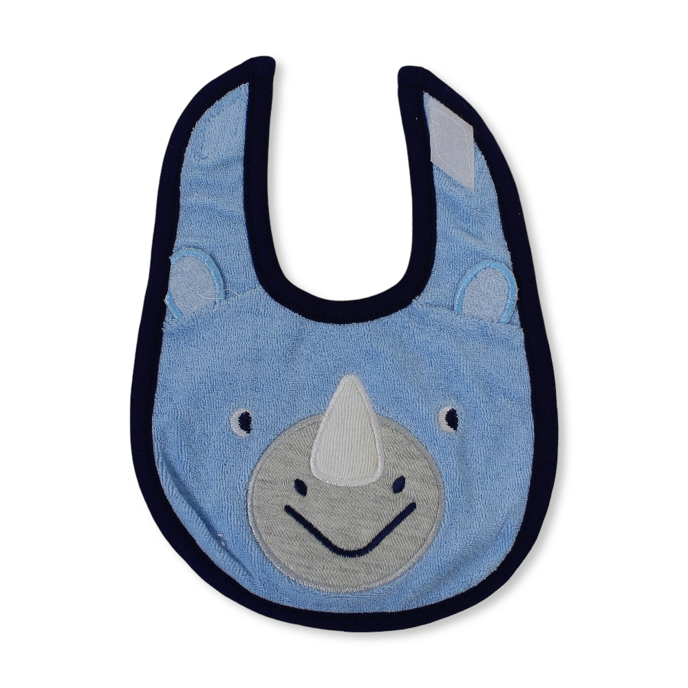 Cotton Baby Bib –  Navy & Babyblue with Unicorn Face Design