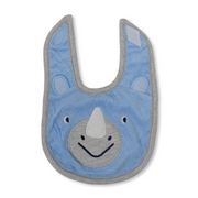 Cotton Baby Bib – Grey & Baby Blue with Unicorn Face Print