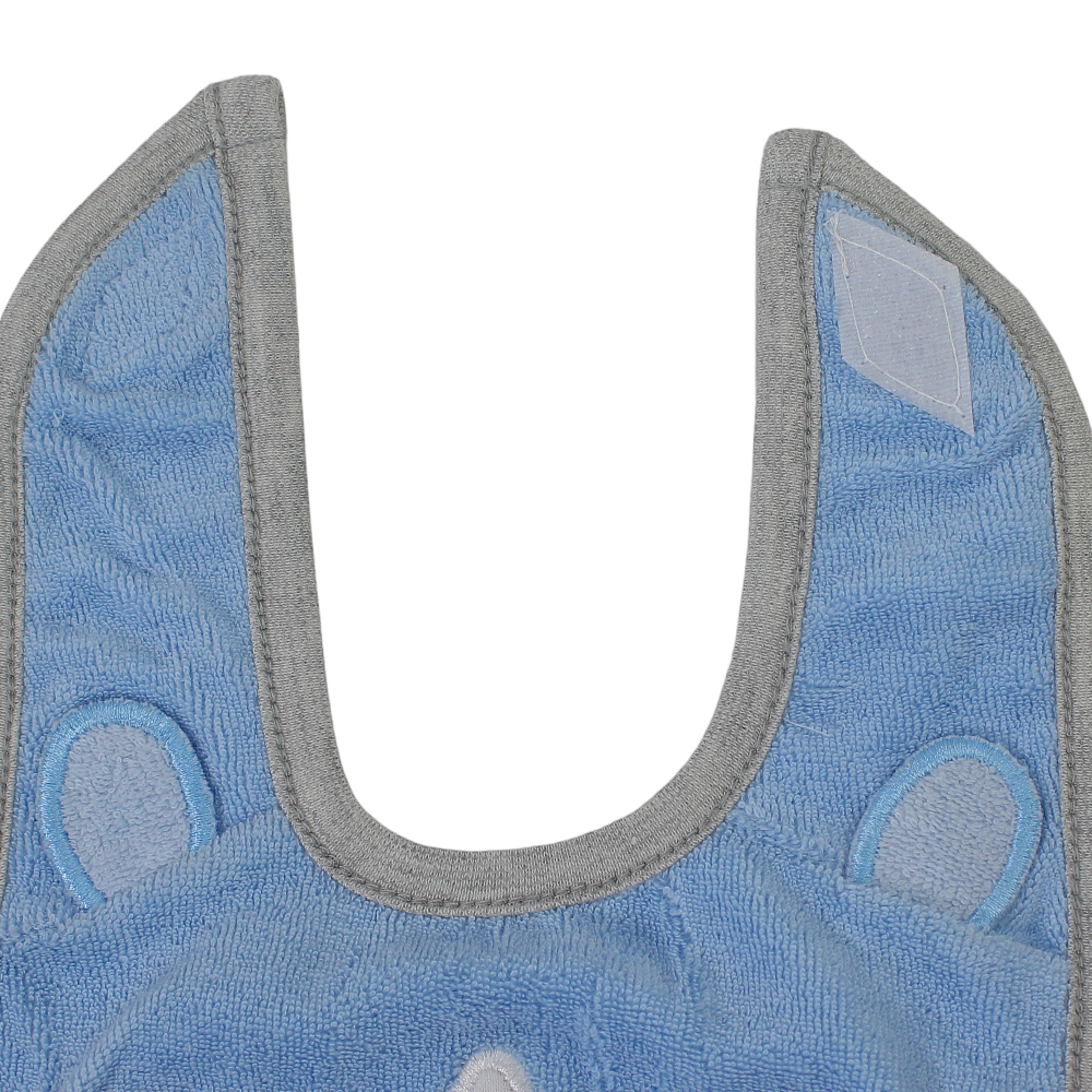 Cotton Baby Bib – Grey & Baby Blue with Unicorn Face Print
