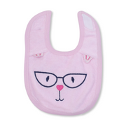Cotton Baby Bib – Pink with Glasses Design