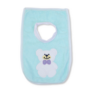 Cotton Baby Bib – Aqua with Teddy Bear Embroidery