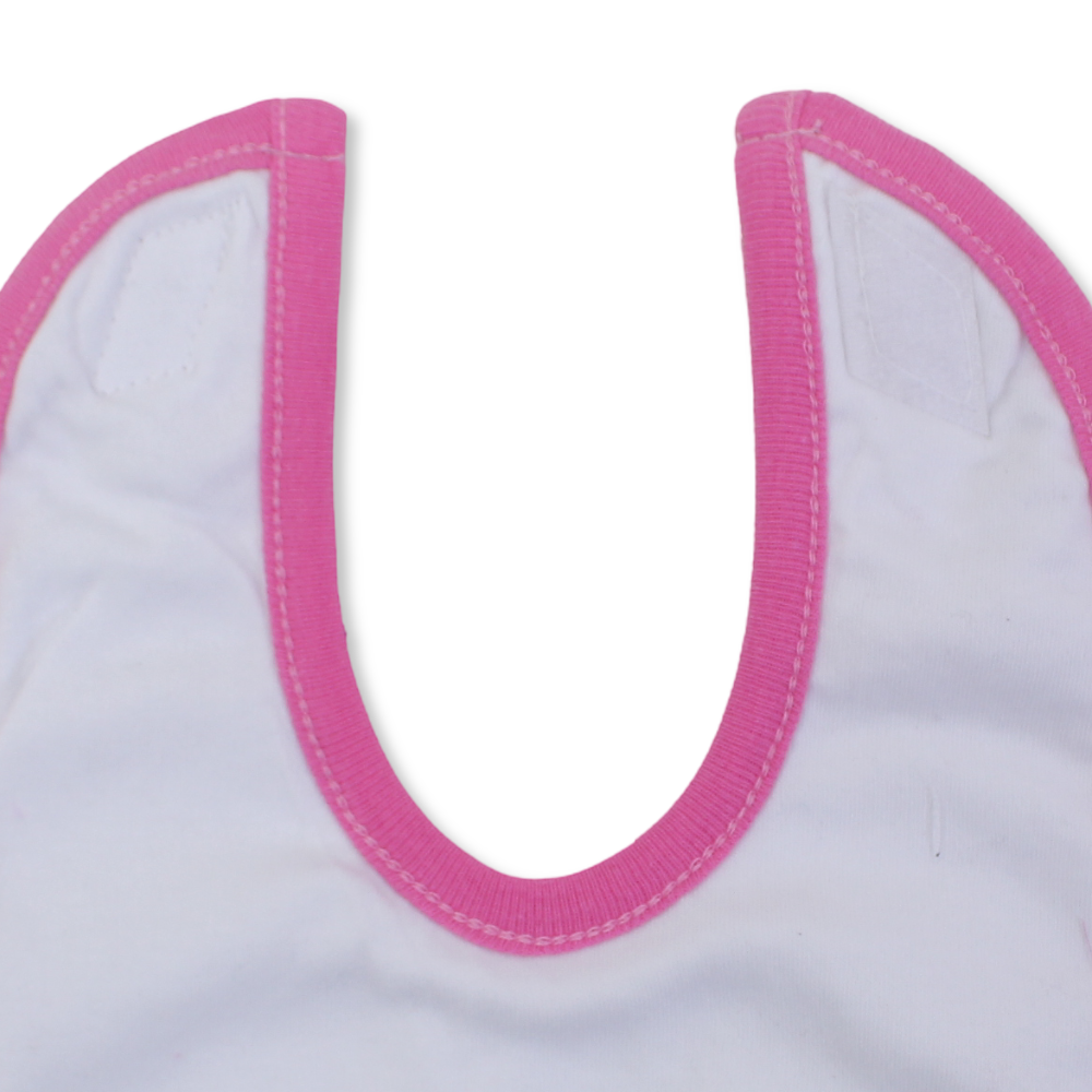 Cotton Baby Bib – Pink & White with "I Love Mum" Print