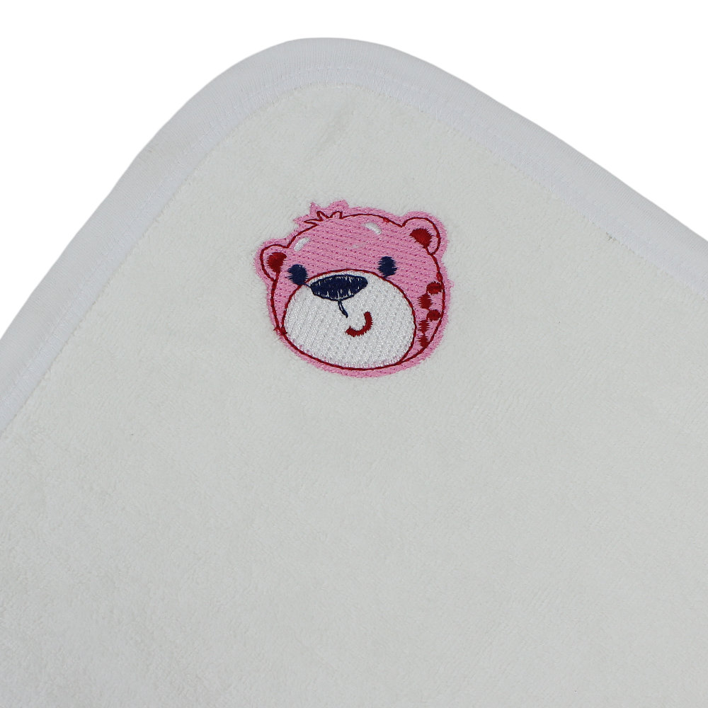 Cotton Baby Towel – White with Bear Embroidery