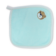 Cotton Baby Towel – Aqua with Bear Embroidery