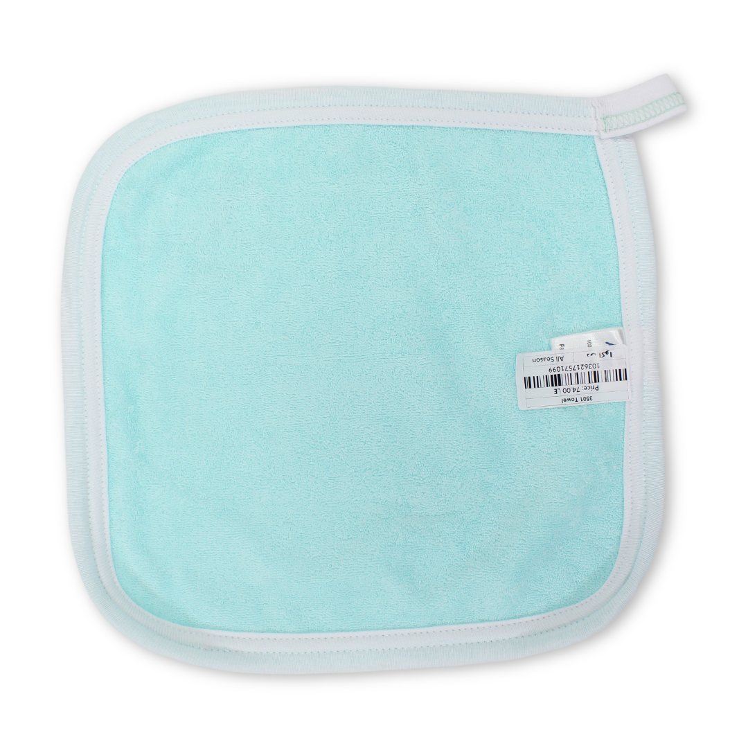 Cotton Baby Towel – Aqua with Bear Embroidery
