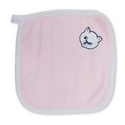 Cotton Baby Towel – Pink with Cat Head Embroidery