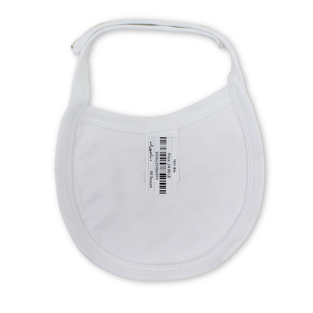 Cotton Baby Bib – White with Dino Print