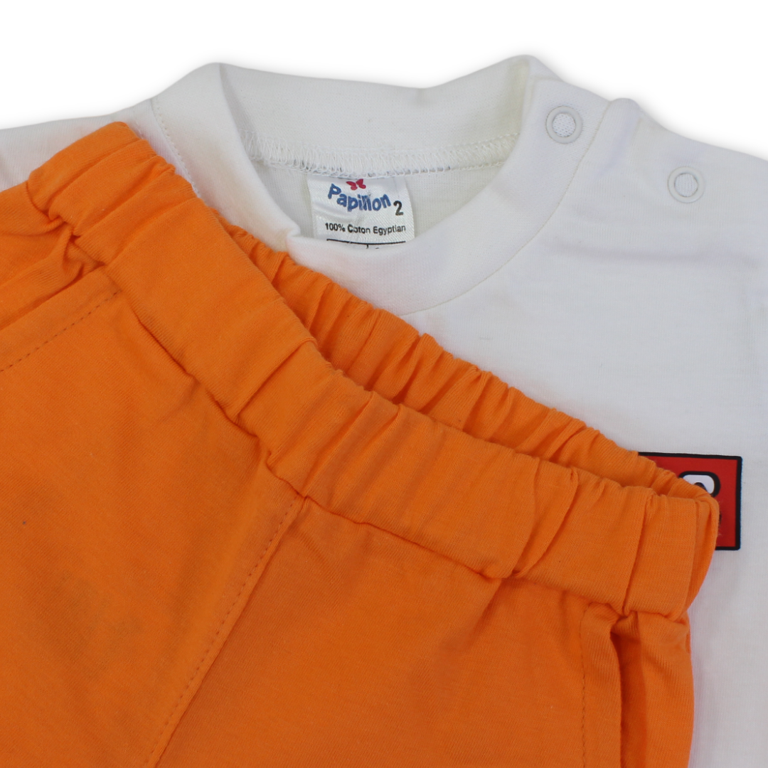 Baby Boys Cotton Pajama – Off-White with Teddy Bear Print