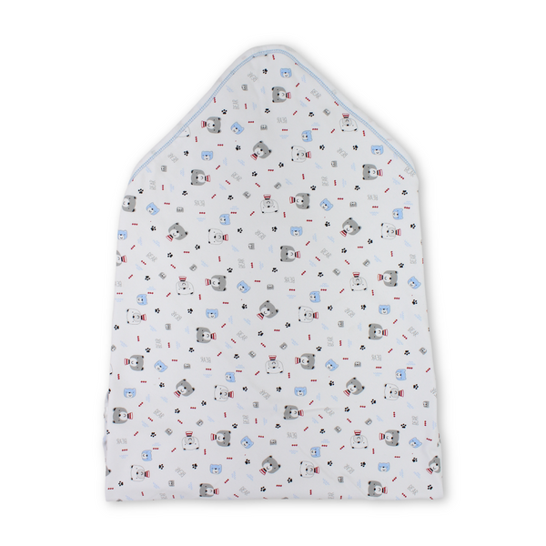 Cotton Baby Blanket – White with Teddy Bear Print