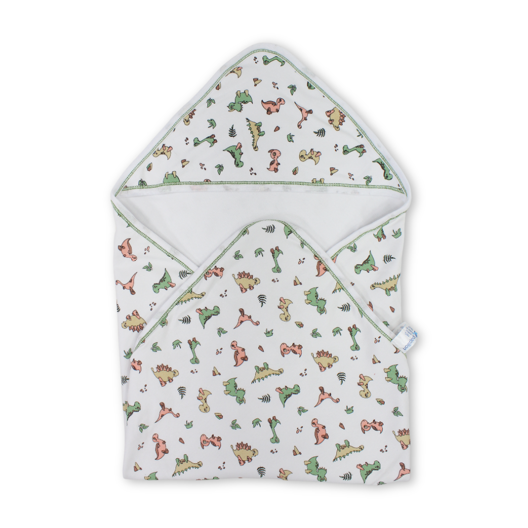 Cotton Baby Blanket – White with Dino Print - Baby Essentials - Papillion