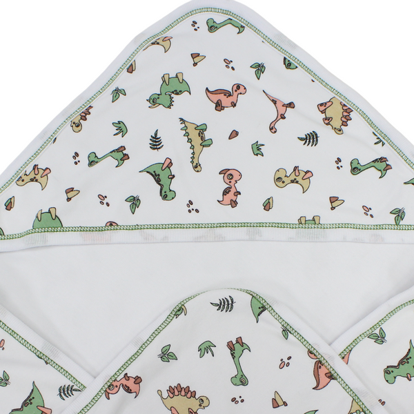 Cotton Baby Blanket – White with Dino Print
