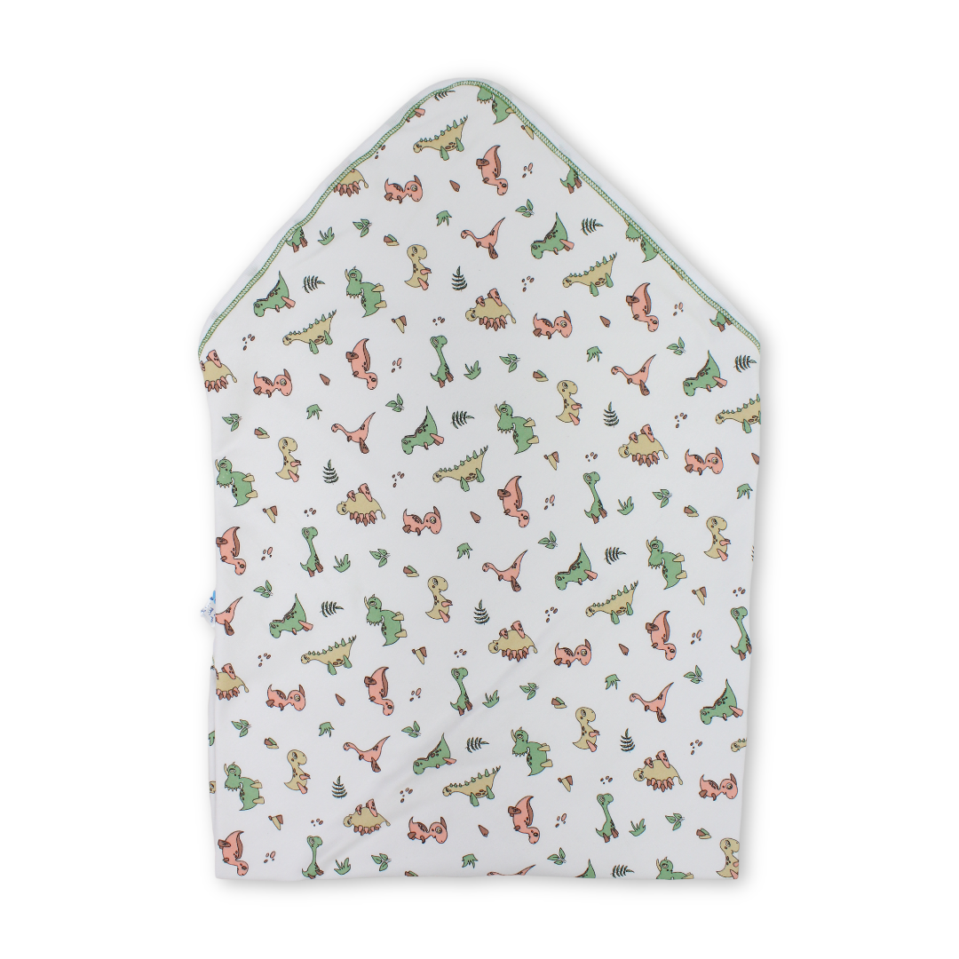 Cotton Baby Blanket – White with Dino Print