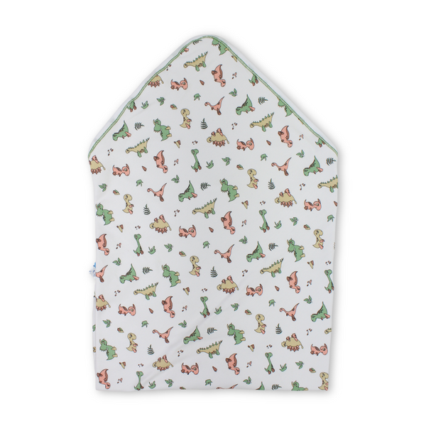 Cotton Baby Blanket – White with Dino Print