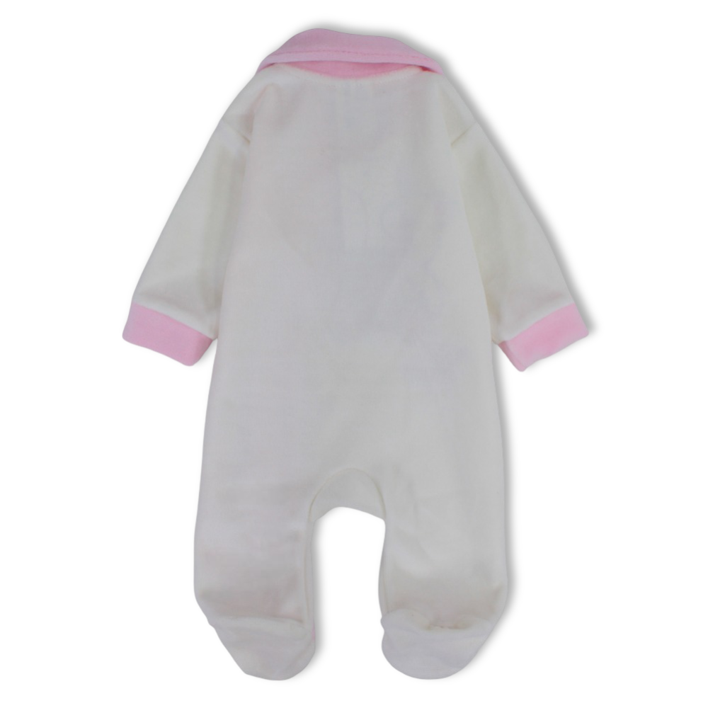 Baby Girls Velvet Baby Footie - Bear Design