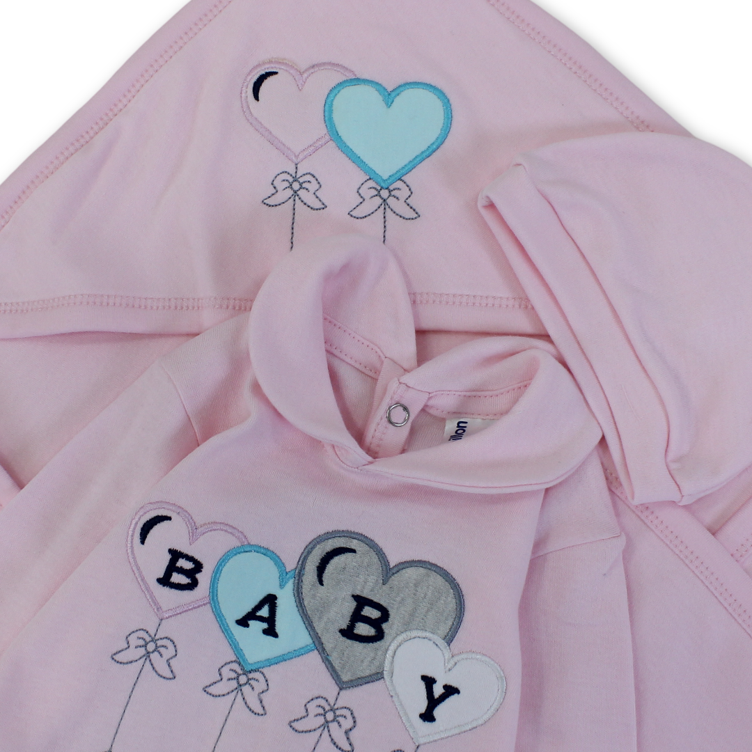 Baby Girls Cotton Gift Clothes Box "Baby Love" Embroidery