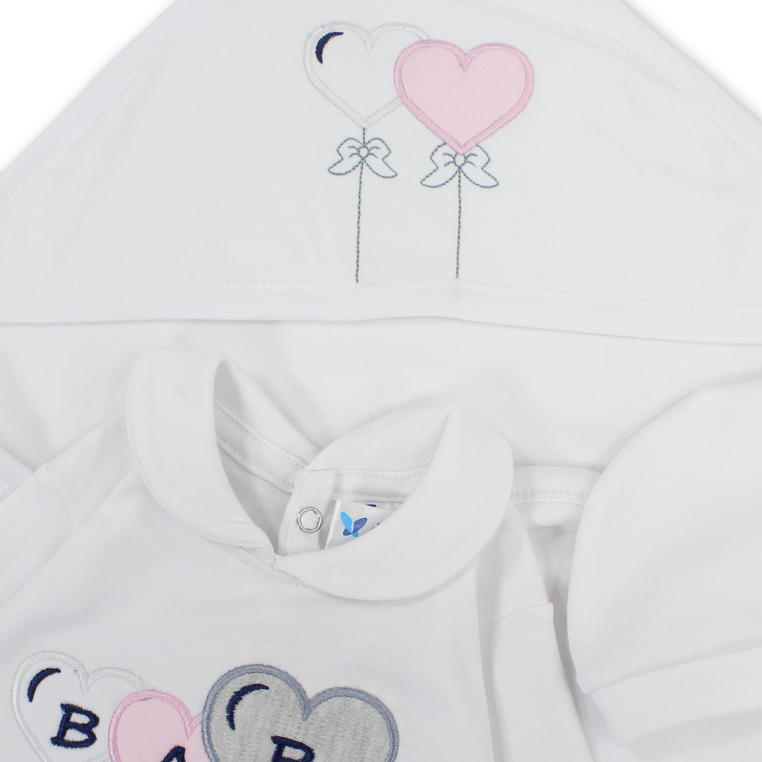 Baby Girls Cotton Gift Clothes Box "Baby Love" Embroidery