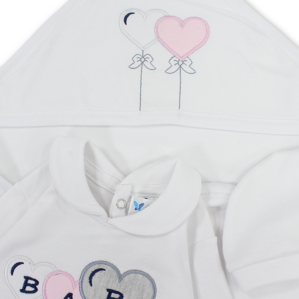 Baby Girls Cotton Gift Clothes Box "Baby Love" Embroidery