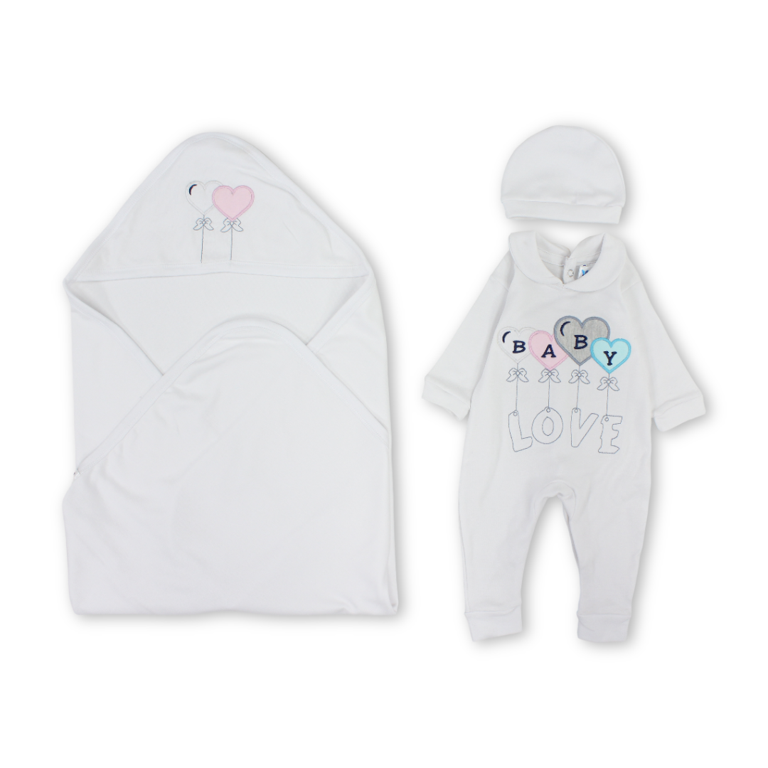 Baby Girls Cotton Gift Clothes Box "Baby Love" Embroidery