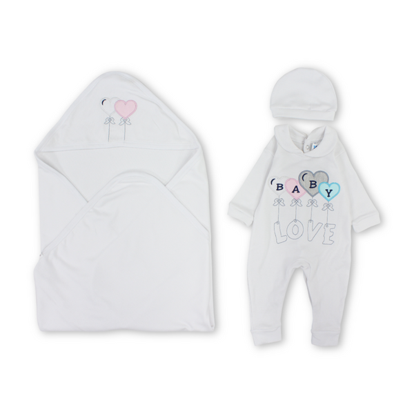 Baby Girls Cotton Gift Clothes Box "Baby Love" Embroidery