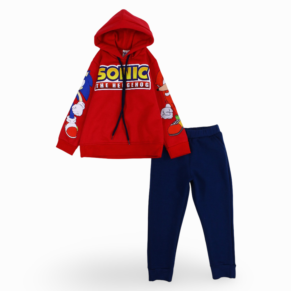 Boys Cotton Hooded Pajama Set – Sonic the Hedgehog Print