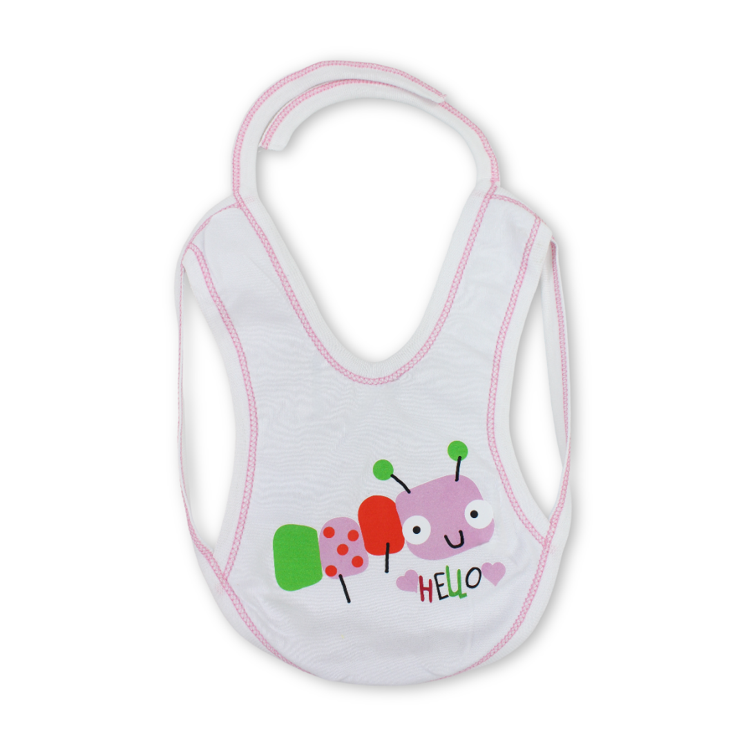 Cotton Baby Bib – White with Ant Print