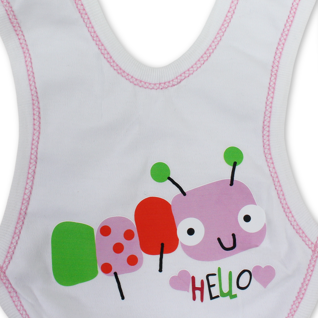 Cotton Baby Bib – White with Ant Print