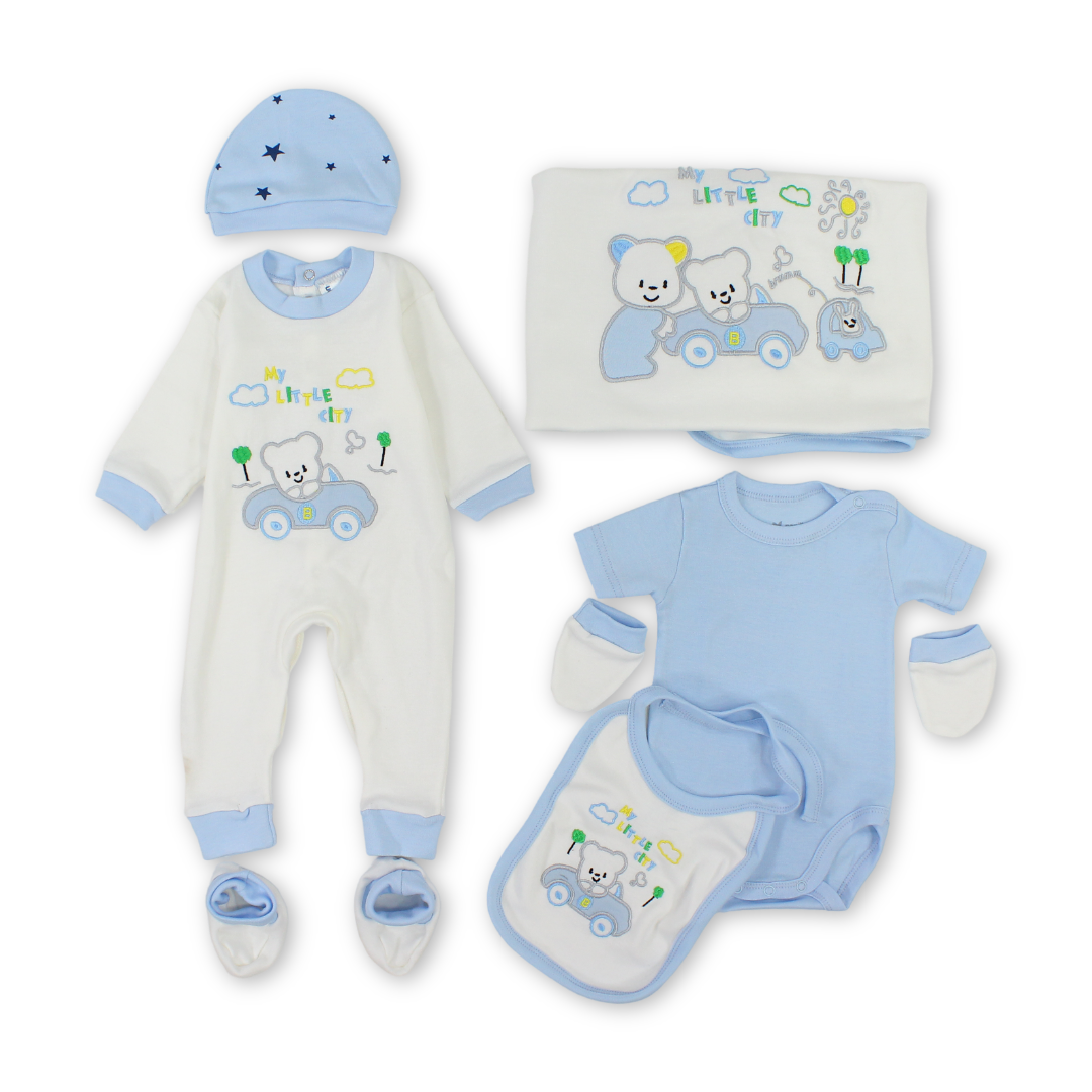 Baby Cotton Gift Clothes Box – Teddy Bear Embroidery - Clothing - Papillion