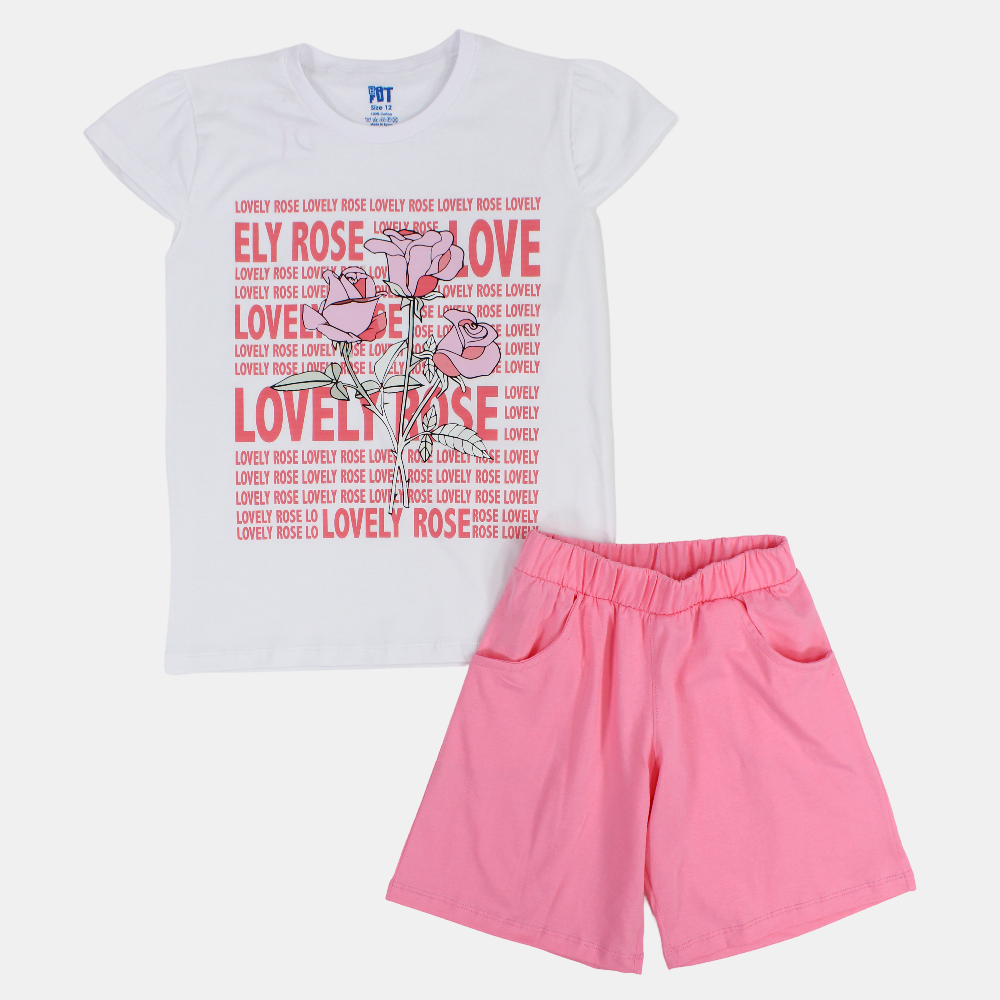 Girls Cotton Pajama Set - Lovely Rose