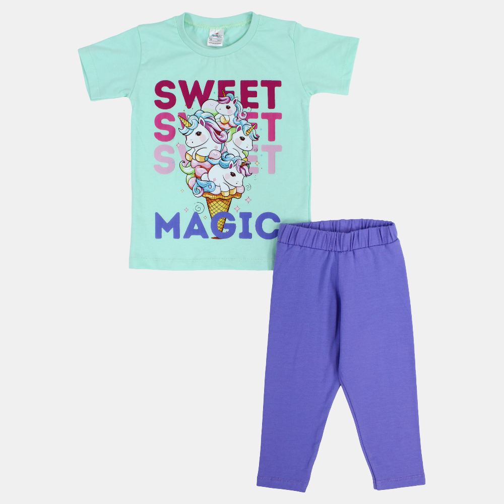 Girls Cotton Pajama Set - Sweet Magic Print