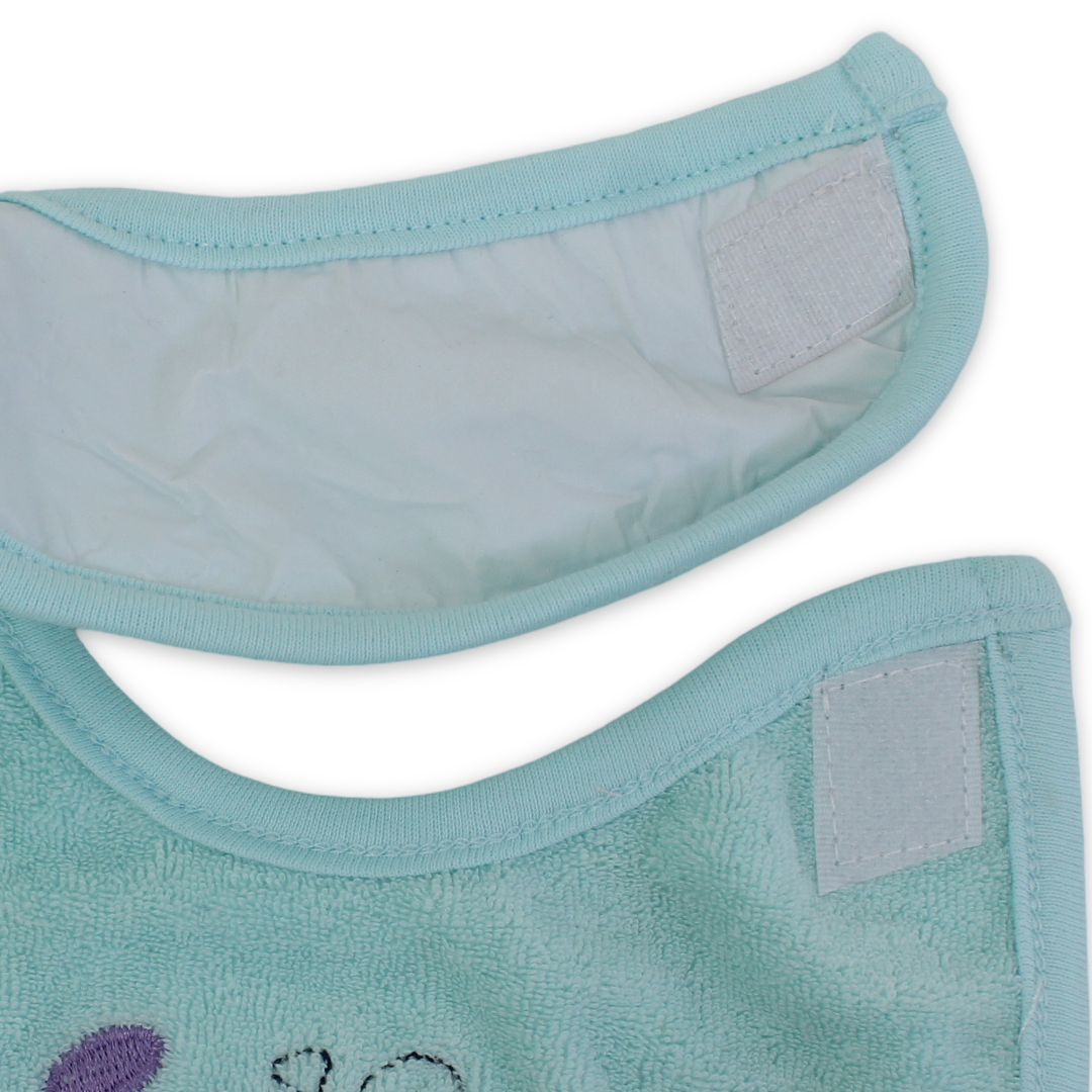 Cotton Baby Bib – Aqua with Whale Embroidery
