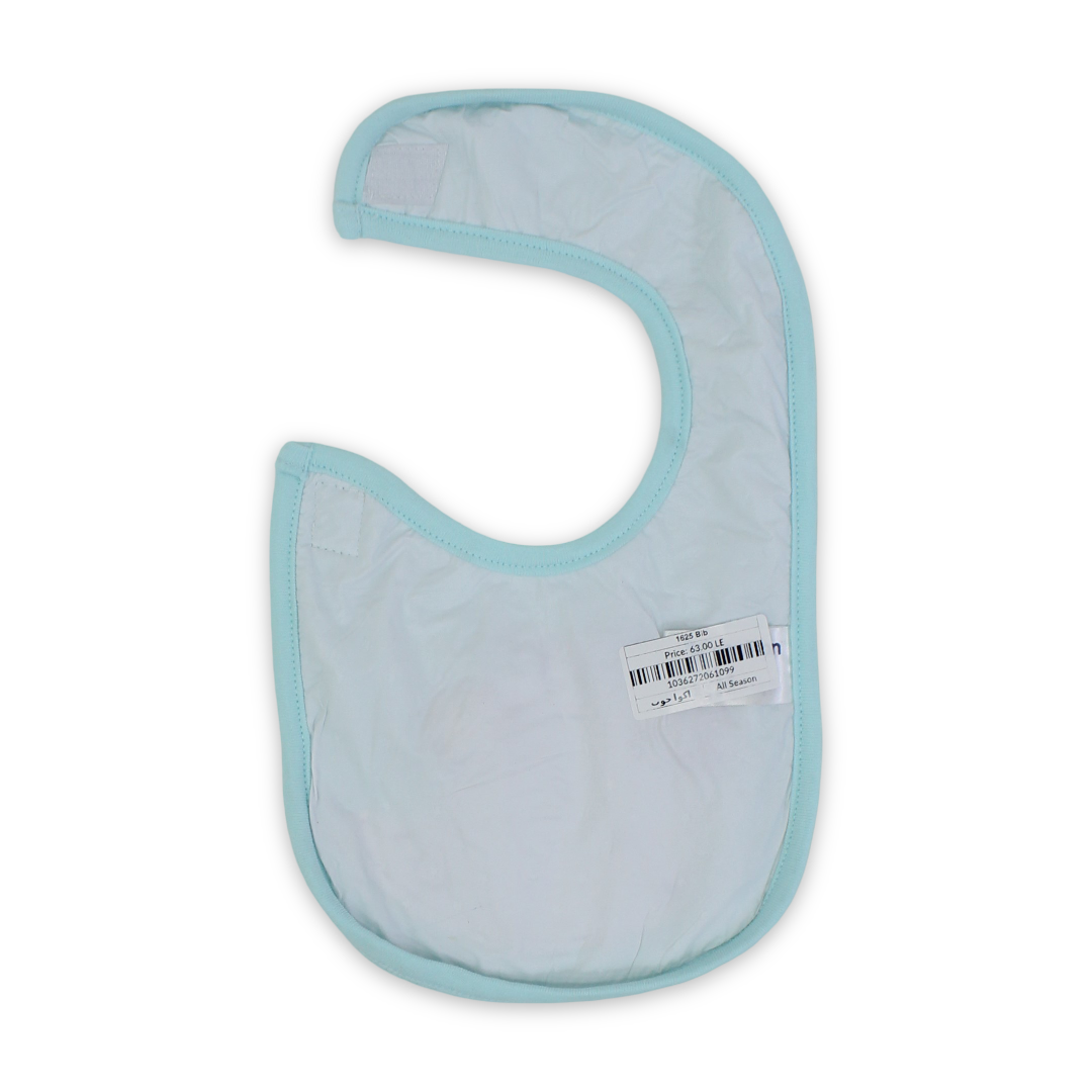 Cotton Baby Bib – Aqua with Whale Embroidery