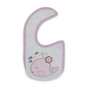 Cotton Baby Bib – White with Whale Embroidery