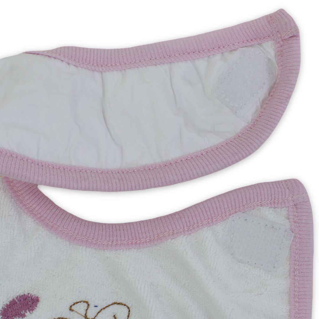 Cotton Baby Bib – White with Whale Embroidery