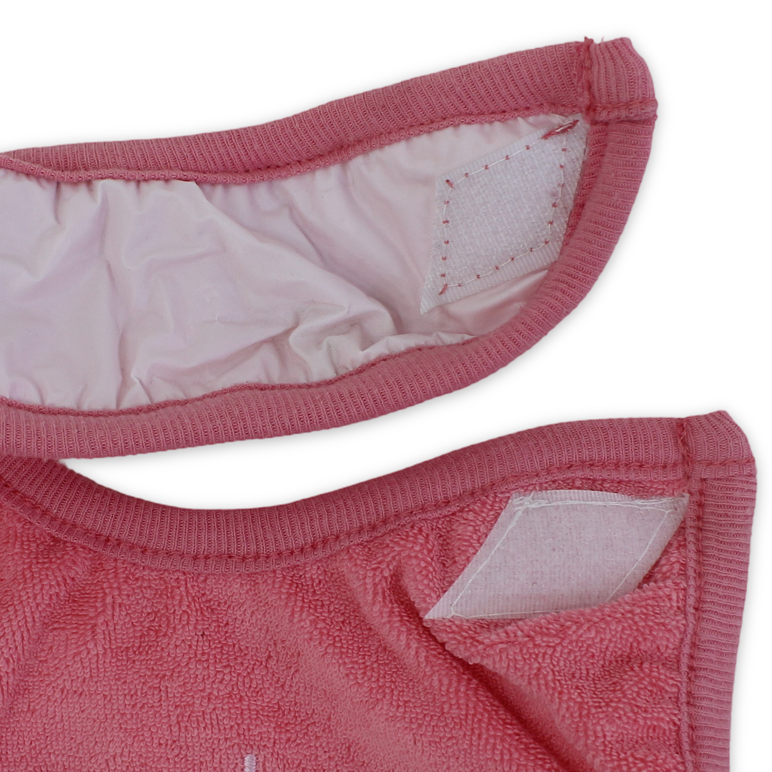 Cotton Baby Bib – Dusty Pink with "Smile" Embroidery