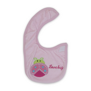 Cotton Baby Bib – Pink with Ladybug Embroidery