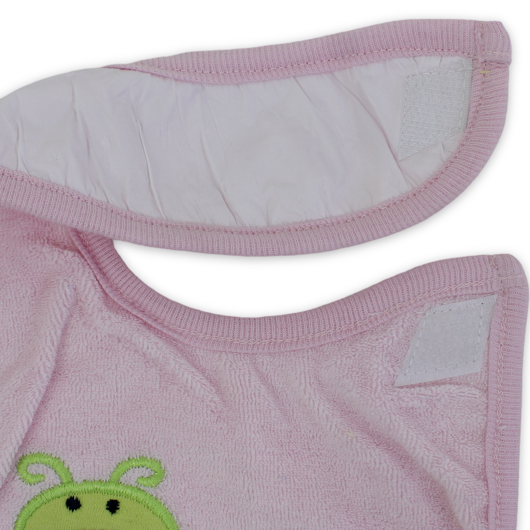 Cotton Baby Bib – Pink with Ladybug Embroidery