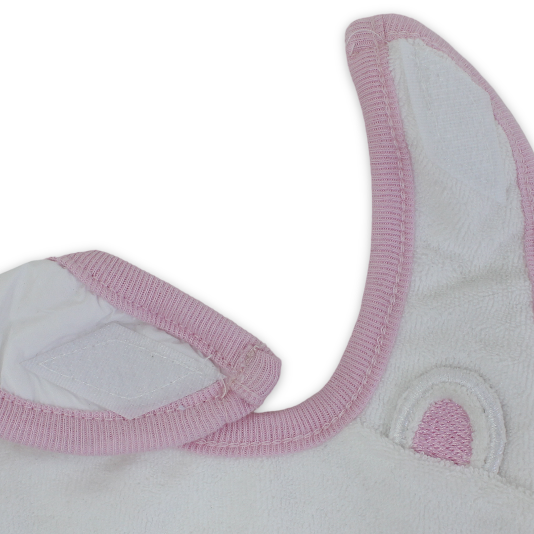 Cotton Baby Bib – Pink with Bear Embroidery