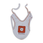 Cotton Baby Bib – White with "Sunday" Print