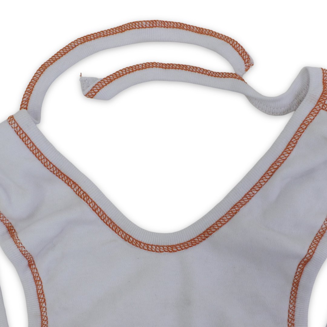 Cotton Baby Bib – White with "Sunday" Print