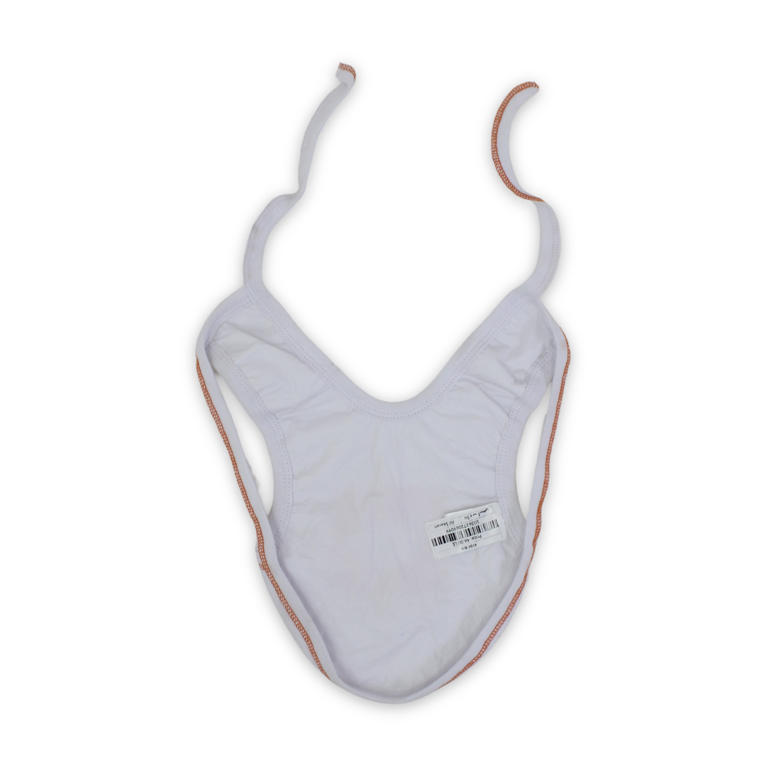 Cotton Baby Bib – White with "Sunday" Print
