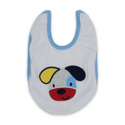 Cotton Baby Bib – Baby Blue & White with Dogs Embroidery